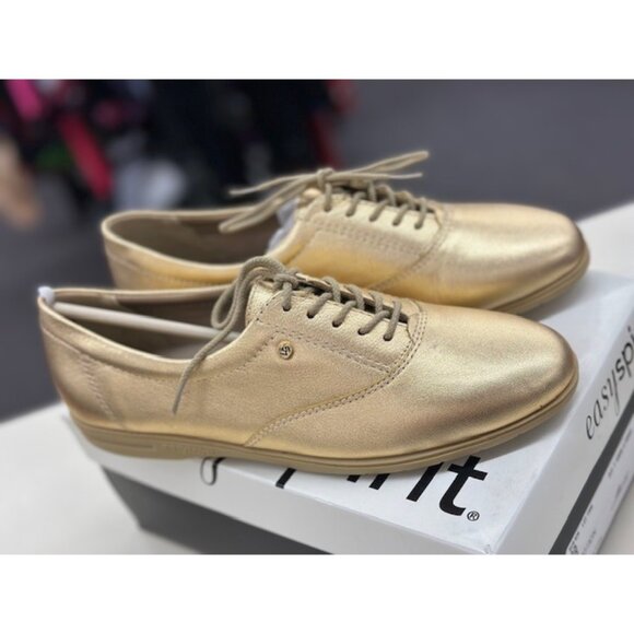 Easy Spirit Gold Lace-Up Sneakers Womens Size 8 Comfort Shoes - Picture 1 of 8